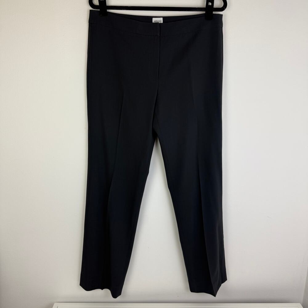 Vintage Armani Collezioni Womens Wool Straight Pleated Dark Grey Dress Pants 10